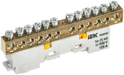 23115 Шина неизолир.  8х12мм 12отв. на DIN-рейку желтая TEKFOR IEK TF-NN20-12-DL-K05