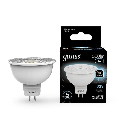30455 Лампа светодиодная рефлекторная MR16 GU5.3 4100К 5Вт 530лм 150-265В Gauss 101505205