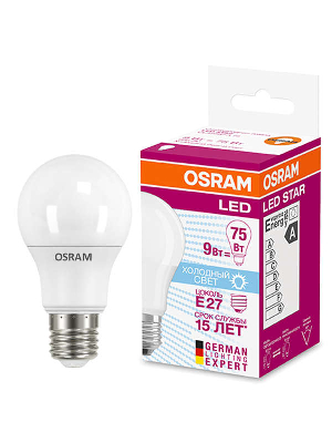 30308 Лампа светодиодная Е-27 4000К 8,5Вт 806Лм 220-240В груша OSRAM 4058075086647
