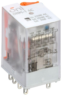 17620 Реле интерфейсное ORM-1 4C 220В AC с LED и тест. кнопкой ONI ORM-1-4C-AC220V-L-B