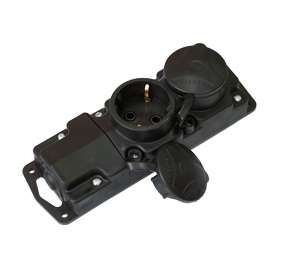 41194 Однофазная колодка з/к, 2 гнезда, 16A 250В, 2P, IP44 каучук "Bylectrica" (P16-415) уп.28шт