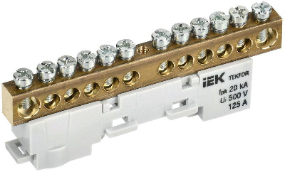 23114 Шина неизолир. 8х12мм 12отв. на DIN-рейку синяя TEKFOR TF-NN20-12-DL-K07
